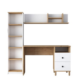Hanah Home HA115 - 2642 Mesa de Estudio Robusta y Elegante, Tablero Melamina 18mm, 120x50cm, Color Nogal y Blanco para un Espacio Productivo